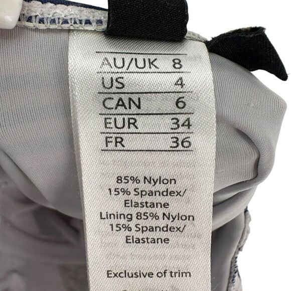 Nip Tuck Swimsuit Size 4 One Piece Slimming Navy Blue White Striped Ruched Sides - Picture 9 of 10